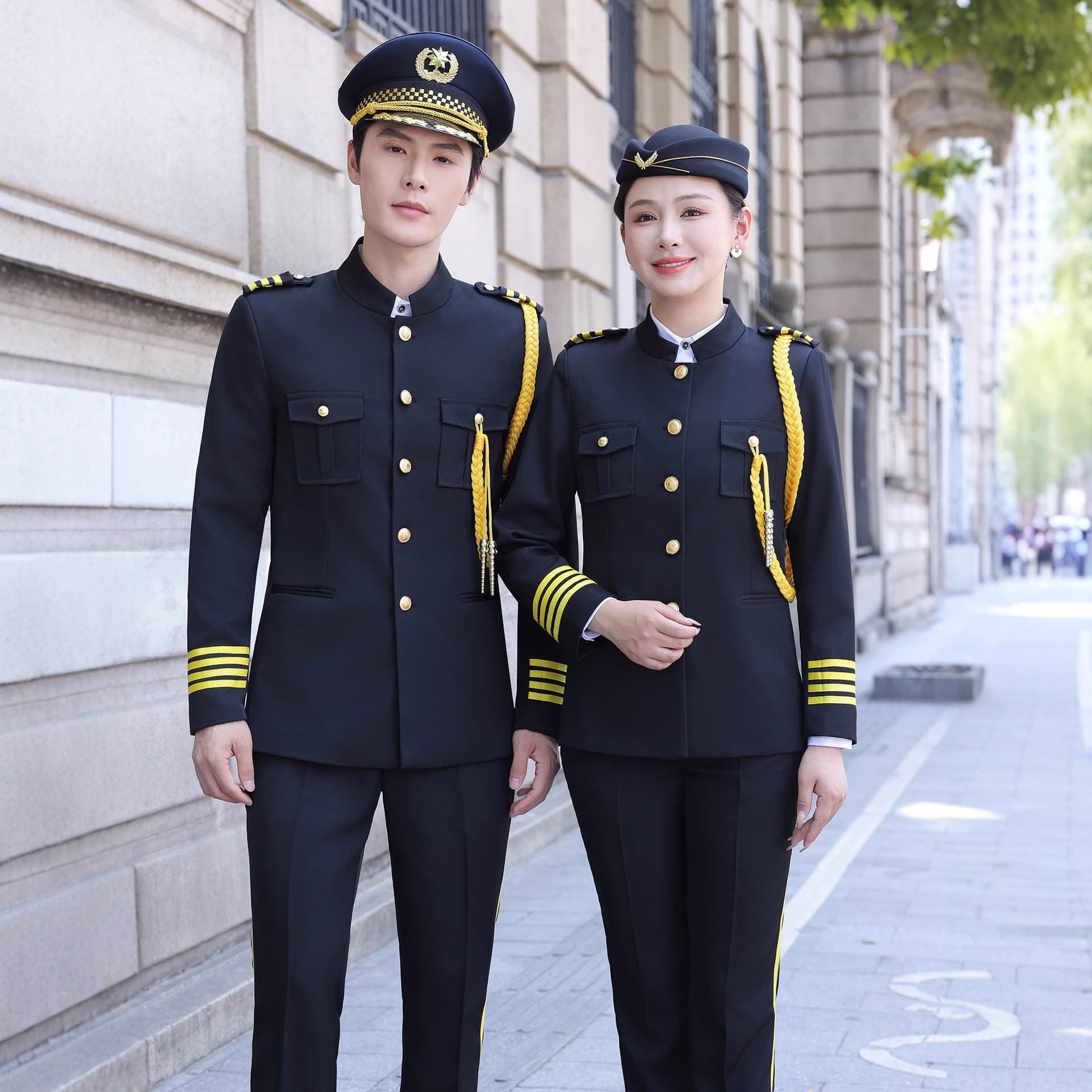 Flight Attendant Uniform Captain Professional Suit Women's Autumn Winter New Chinese Style Suit Military Band Performance Costume Hotel Workwear