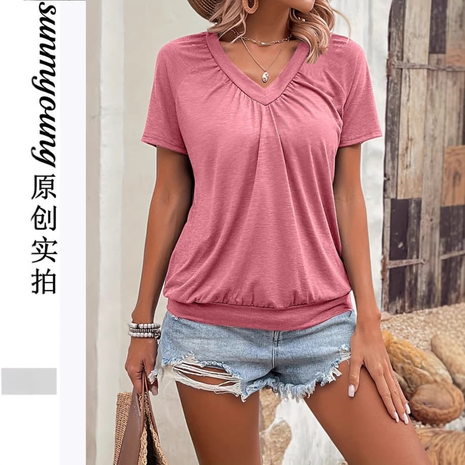 Cross-border T-shirt Women Design Short Sleeve 2024 Summer New Plus Size Short Sleeve T-shirt Women