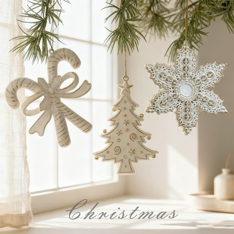 New Luxury Christmas White Gold Pendant Decorations for Holiday Window Displays and Tabletop Ornaments