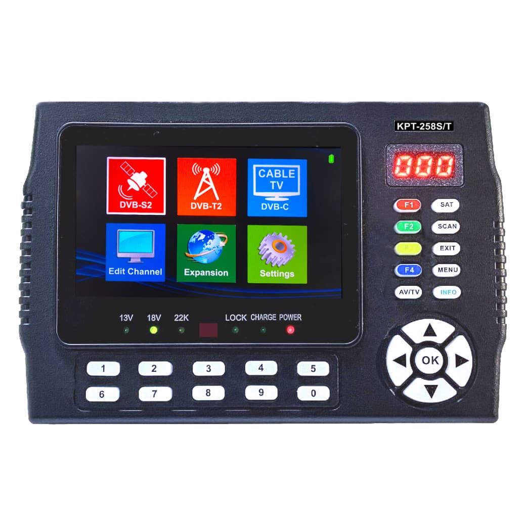 DVB-T2+C/S2 European Terrestrial TV + SAT Tester KPT-258S/T combo