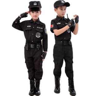Children's Special Forces Toy Police Officer Uniform, Little Police Role Play, Summer Camp Military Training, Fleece-Lined Thickened Set