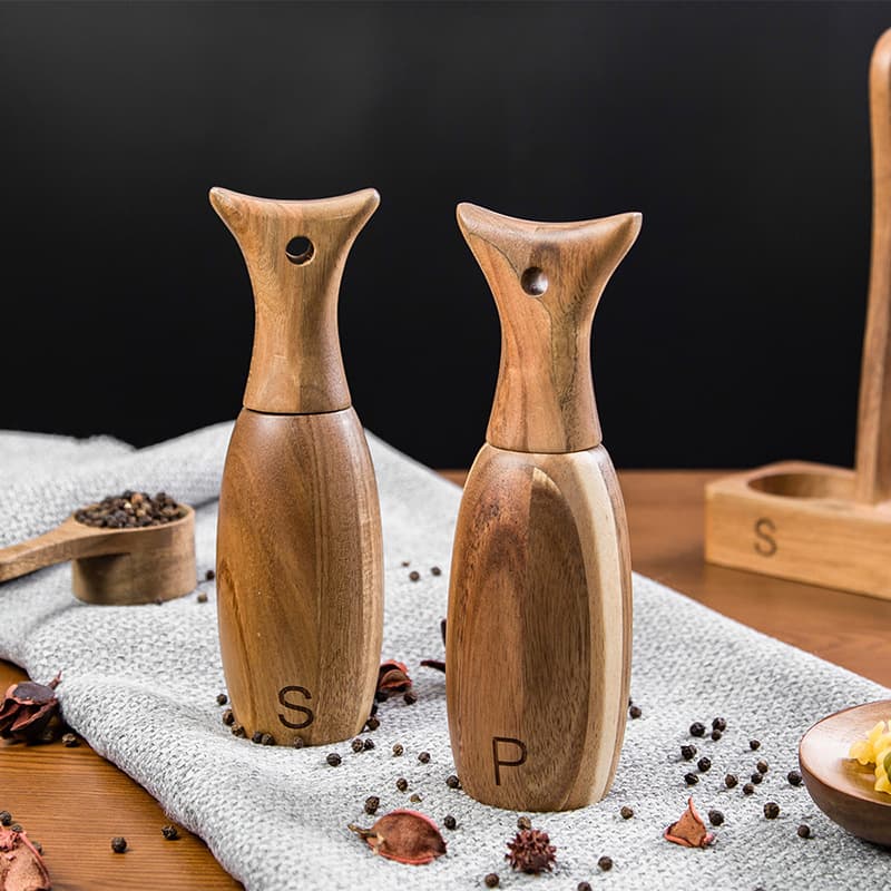 Wooden rose sea salt black and white pepper grinder, household Sichuan pepper coarse salt powder manual rotary grinder bottle