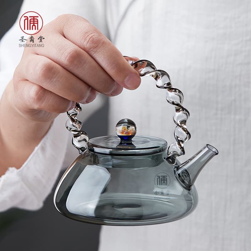 Sheng Yi Tang High Aesthetics Heat-Resistant Glass Gongfu Green Tea Pot with Filter for Home Use, Flower Tea, and Coffee Brewing