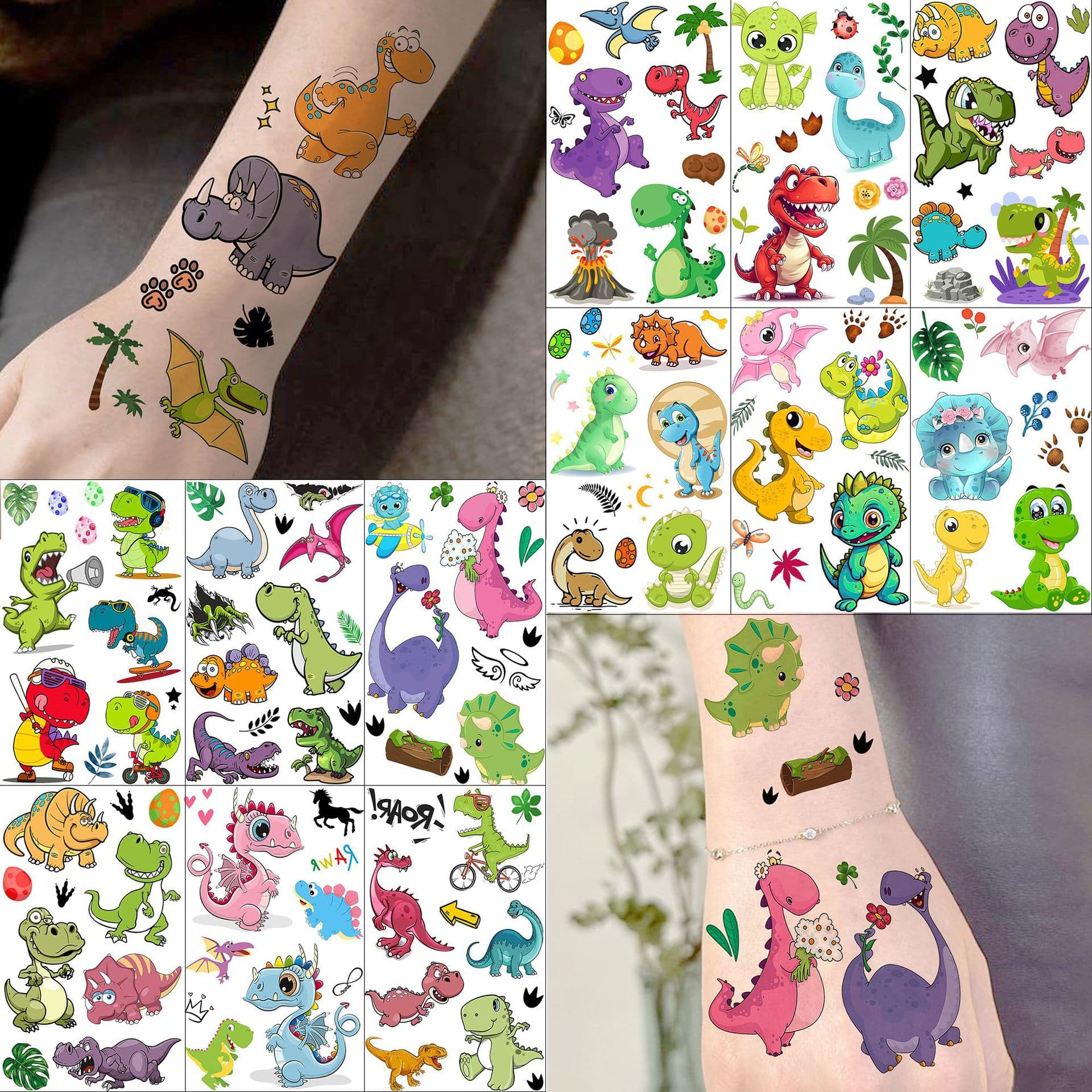 New cross-border color dinosaur tattoo stickers, high-end hand and neck tattoo stickers, TEMU European and American Tattoo