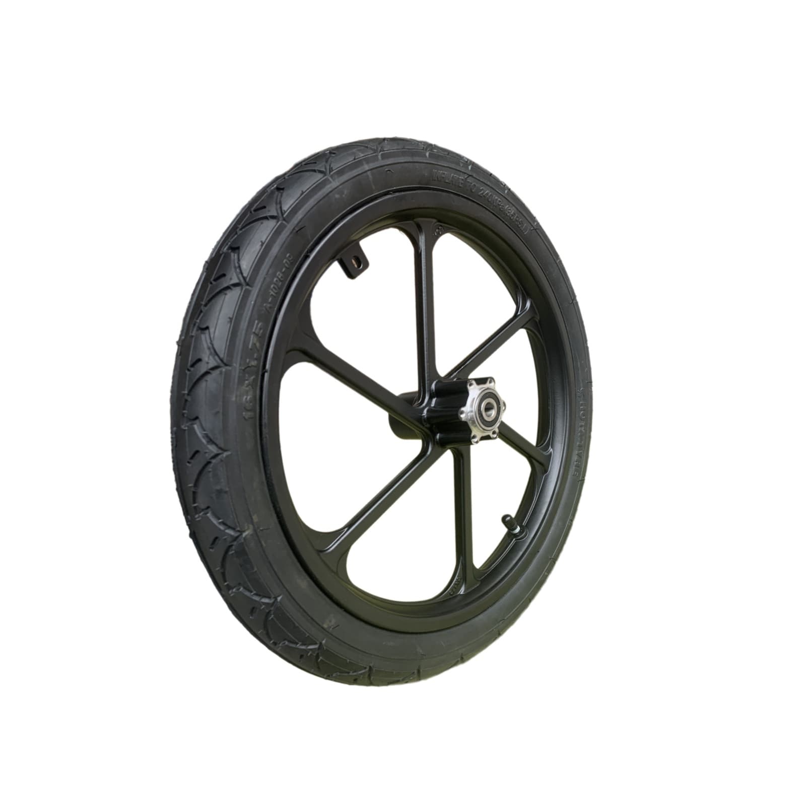 16-Inch Kids Bicycle Trailer Wheel Black Alloy Hub 10mm Bearing Diameter 16x1.75 Pneumatic