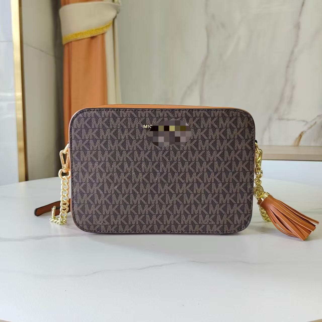 Best-selling Women's Bag 2024 New Retro M-K Cowhide Small Square Bag, Light Luxury Fashion Casual Shoulder Crossbody Bag