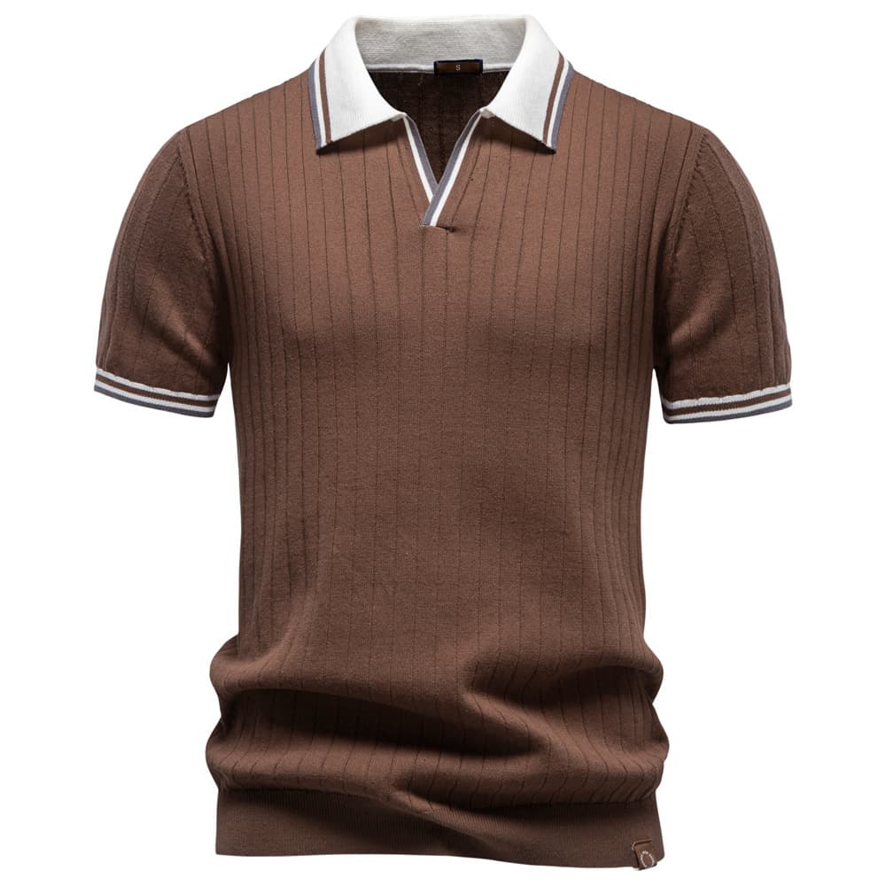 2026 Summer Cross-Border Trade New Men's Business Casual Contrast Color Polo Shirt Short Sleeve Men's Knit Top