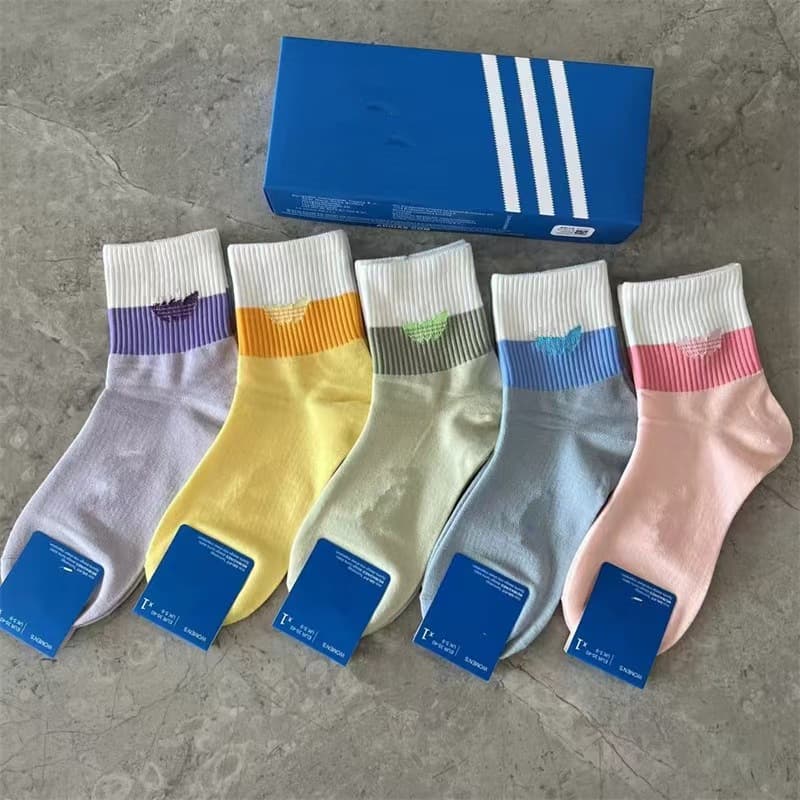 Suwan Nike Socks Mid-Calf Box Set of 5 Pairs Four-Season Cotton Socks Sports Socks for Men and Women Trendy Socks Drop Shipping