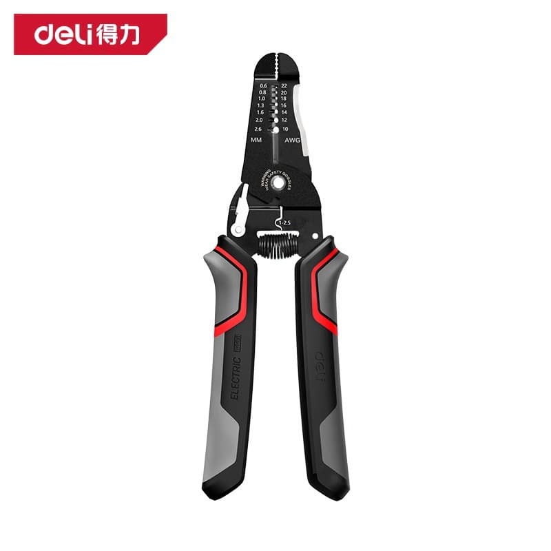 Deli Tools DL383028 Wire Stripper, Electrician Multifunctional Fiber Optic Network Cable Stripper, Peeler, Wire Stripping Pliers