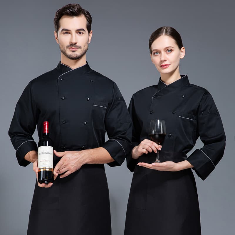 Chef Work Uniform Long Sleeve Autumn Winter Men's Kitchen Chef Coat with Printing Embroidery for Head Chef Women
