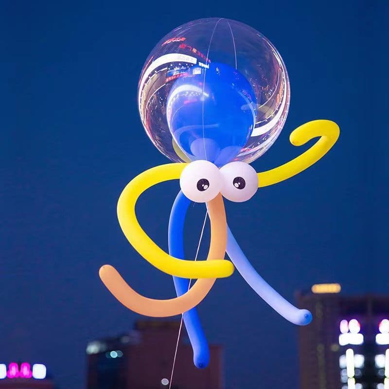 Kite Line Floating Sky Flying Octopus Balloon Net Red Wave Ball Stall Wholesale Floating Air Body with Generation of Hair