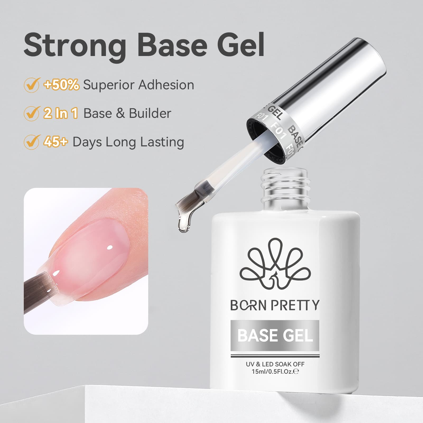 BORN PRETTY cross-border new manicure super sticky base glue construction base glue two-in-one strong functional nail polish glue