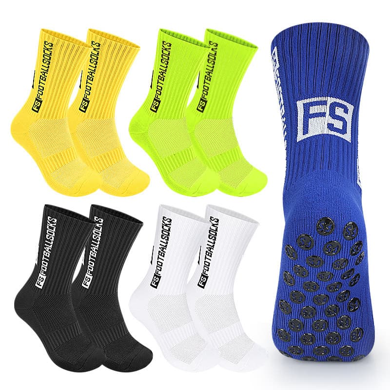 Sports Socks FS Round Silicone Suction Cup Non-Slip Terry Socks for Men and Women Football Sports Fitness Training Rugby Socks