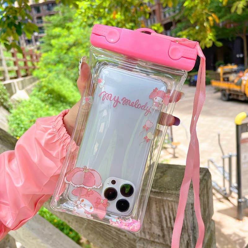 Waterproof Touchscreen Mobile Phone Bag with Airbag Submersible Sealed Cute Cartoon Design PVC Material for 7.2 Inch Or Smaller Phones