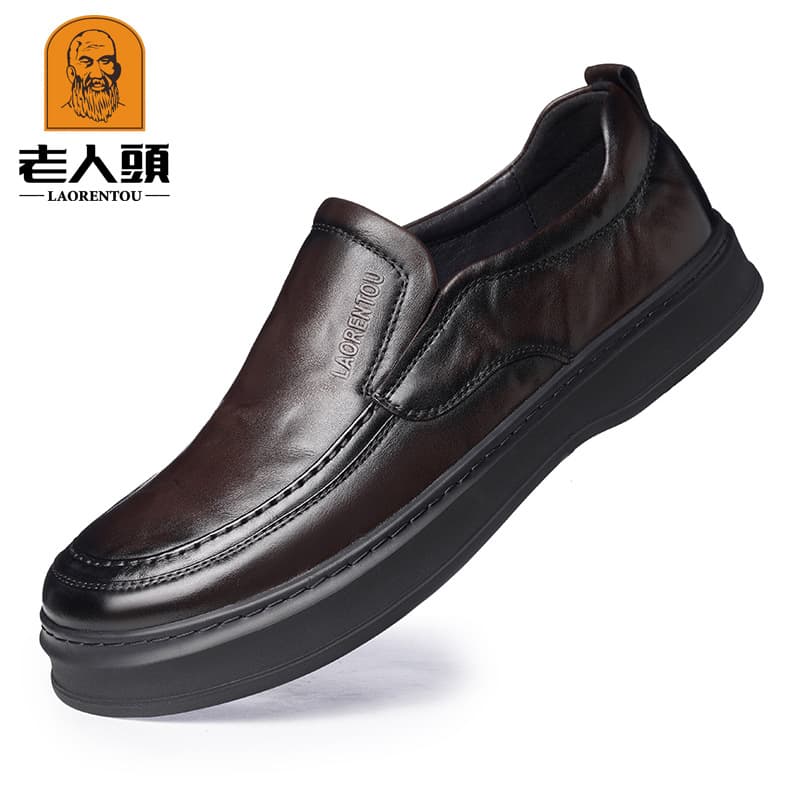 Laorentou Spring/Autumn New Genuine Leather Fashion Casual Leather Shoes for Men, Comfortable Breathable Soft Sole Men's Shoes 18032