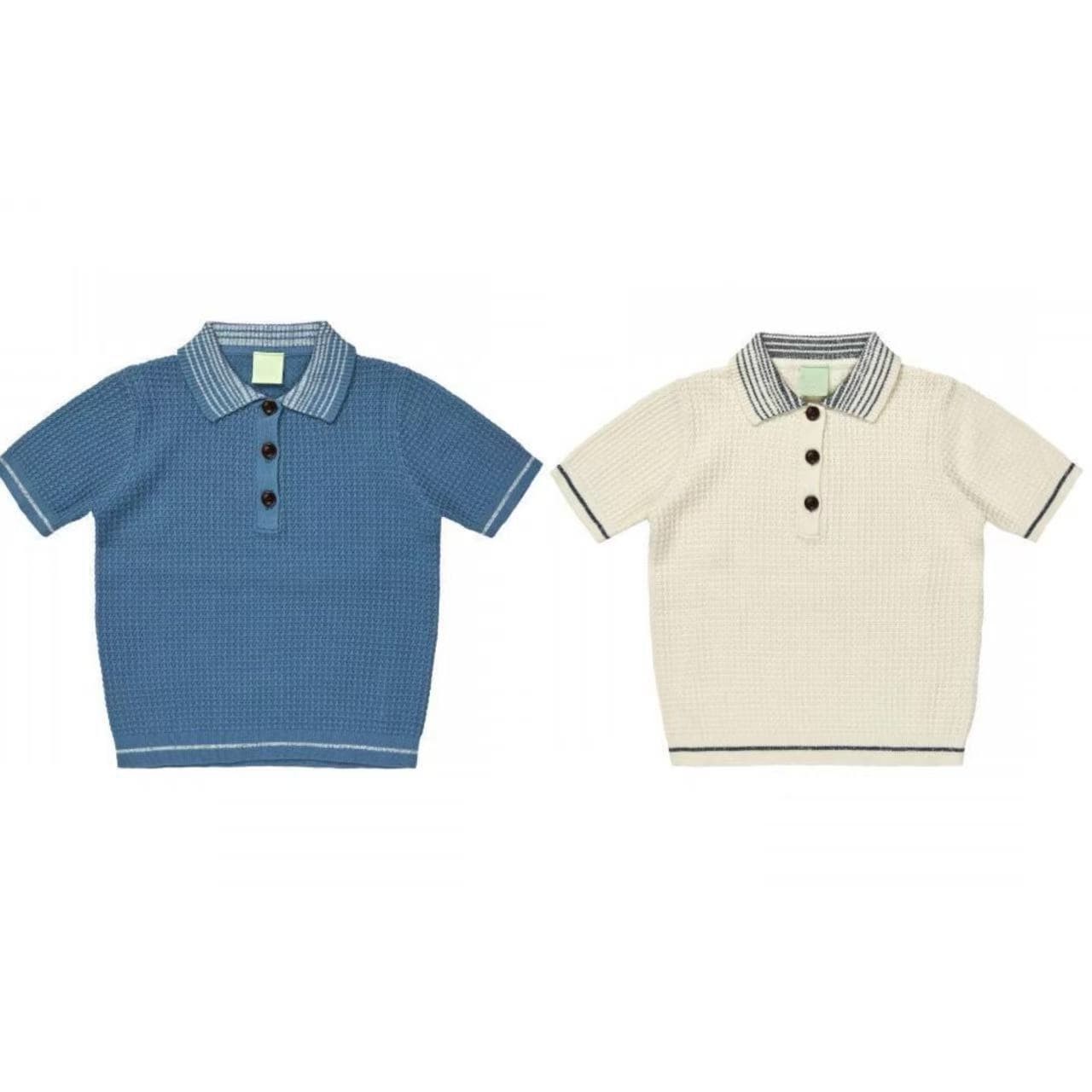 Children's Turn-Collar Short-Sleeve 25 Spring/Summer New Arrival Boys and Girls FB Organic Cotton Waffle Jacquard Polo Knit Top In Stock