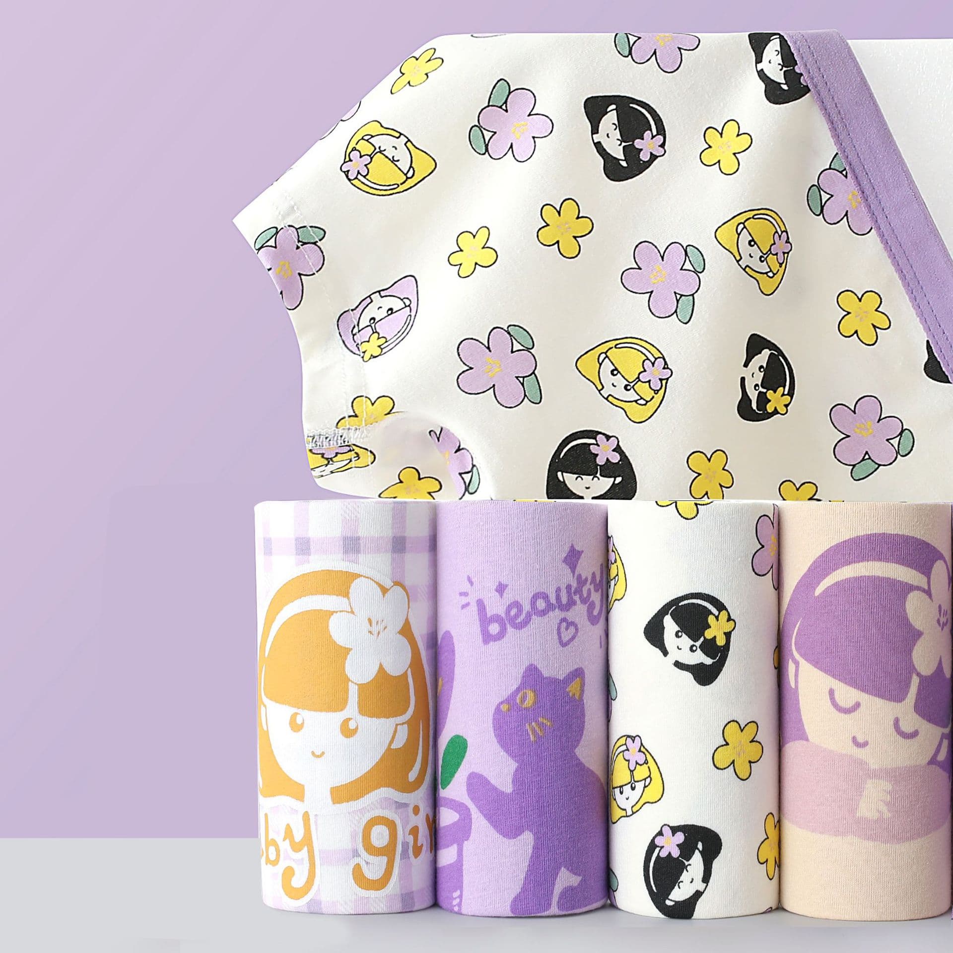 Children's pure cotton underwear, cartoon-themed briefs, baby girl boxer shorts, junior high school girls, Class A cotton boxer shorts