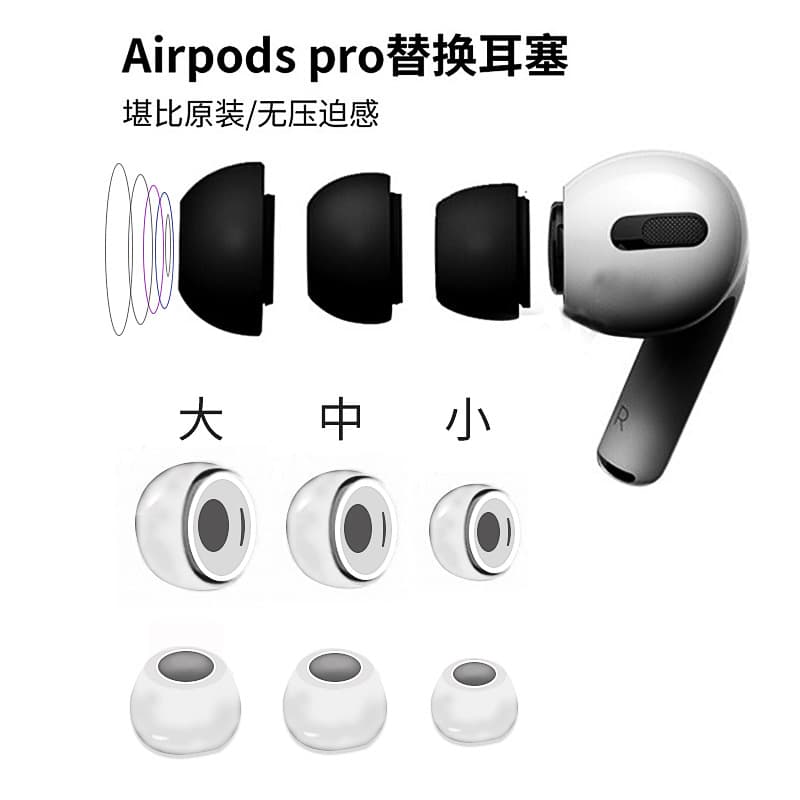 Ear tips for AirPods Pro 2, Apple third-generation with pressure relief vents and noise-canceling earplugs.