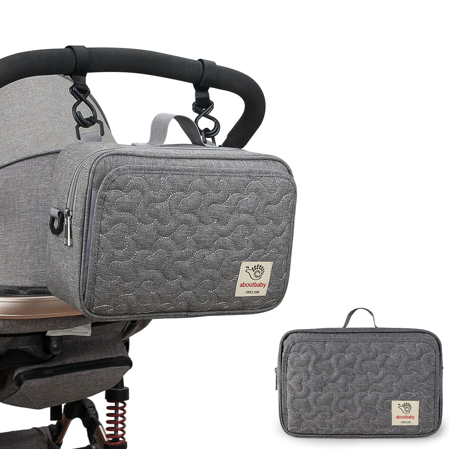Aboutbaby New Diaper Storage Bag for Outdoor Use, Portable Embroidered Baby Diaper Bag