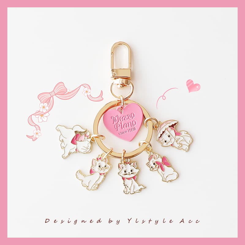 Cartoon Kitty Cat Keychain Metal Creative Cute Cat Bestie Bag Charm Couple Marie Cat Pendant