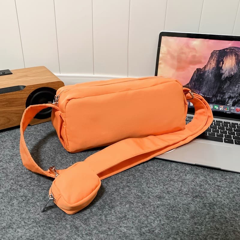 2024 Solid Color Nylon Long Coin Purse Trendy Personalized Wide Shoulder Strap Simple Women's Bag Shoulder Bag Crossbody Bag