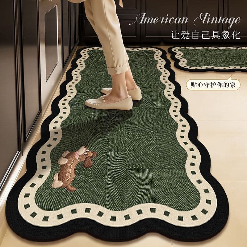 Wave-Shaped Trendy Diatomaceous Earth Floor Mat for Cabinet Doors, Water-Absorbent, Durable, Non-Slip, Wear-Resistant, Special Kitchen Floor Mat
