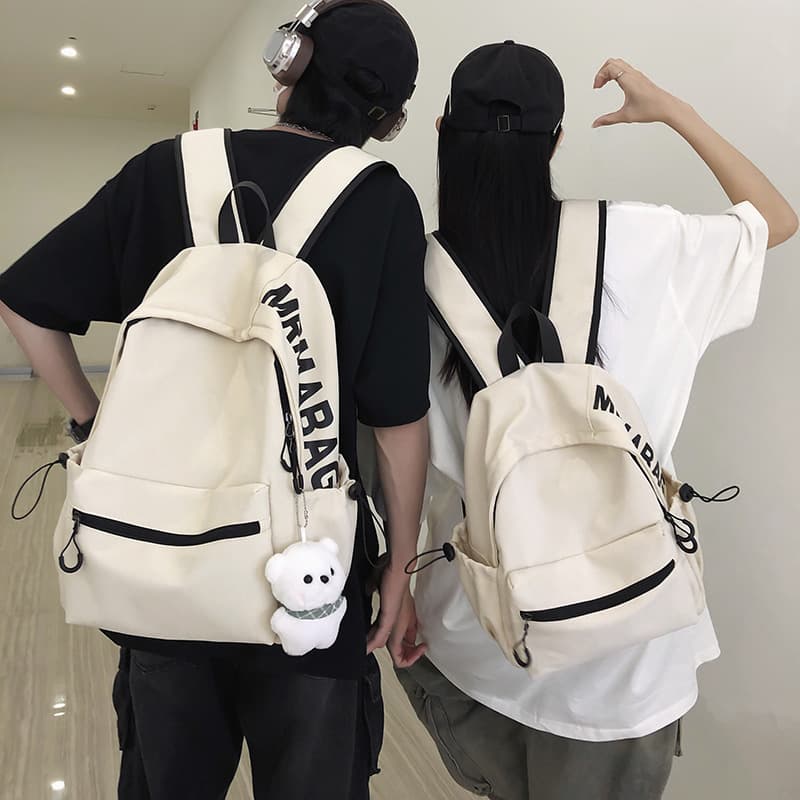 Korean Style Women's Backpack Solid Color Fresh High School College Campus INS Forest Theme Simple Double Shoulder Bag