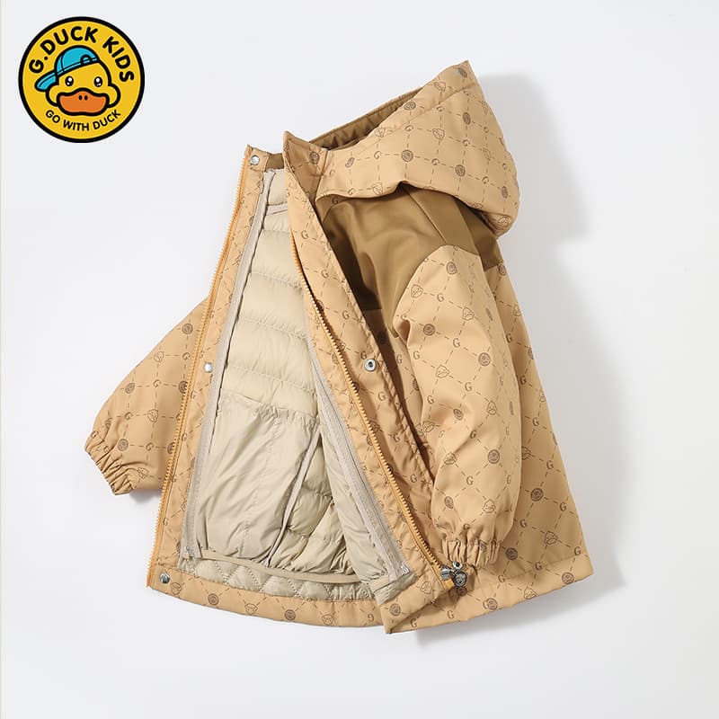 2024 Autumn/Winter Detachable 3-in-1 Kids' Jacket with Down Two-Piece Set, Trendy for Boys and Girls
