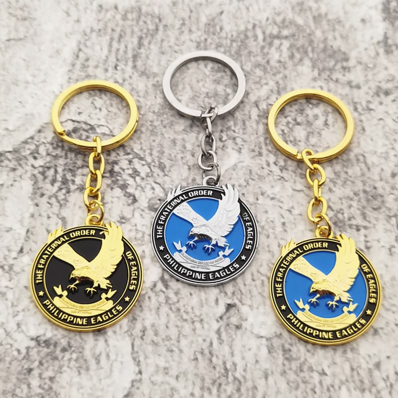 Cross-border supply of 3D three-dimensional eagle keychains, high-end metal keychains, Masonic Philippine eagle keychains