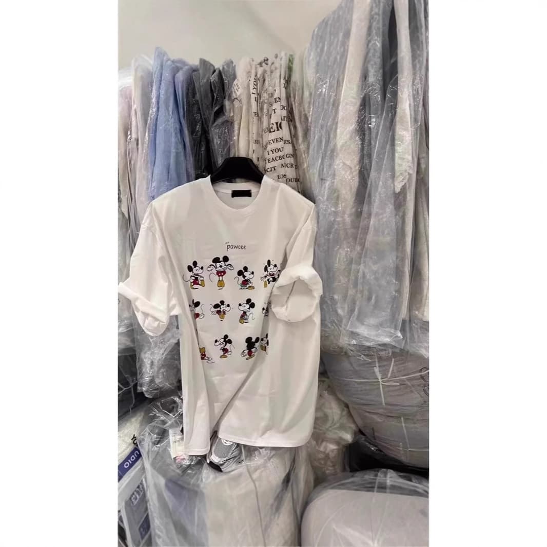 Korean Dongdaemun Plus Size Summer Casual Loose Cartoon Mickey Print Cotton Short Sleeve T-Shirt for Women