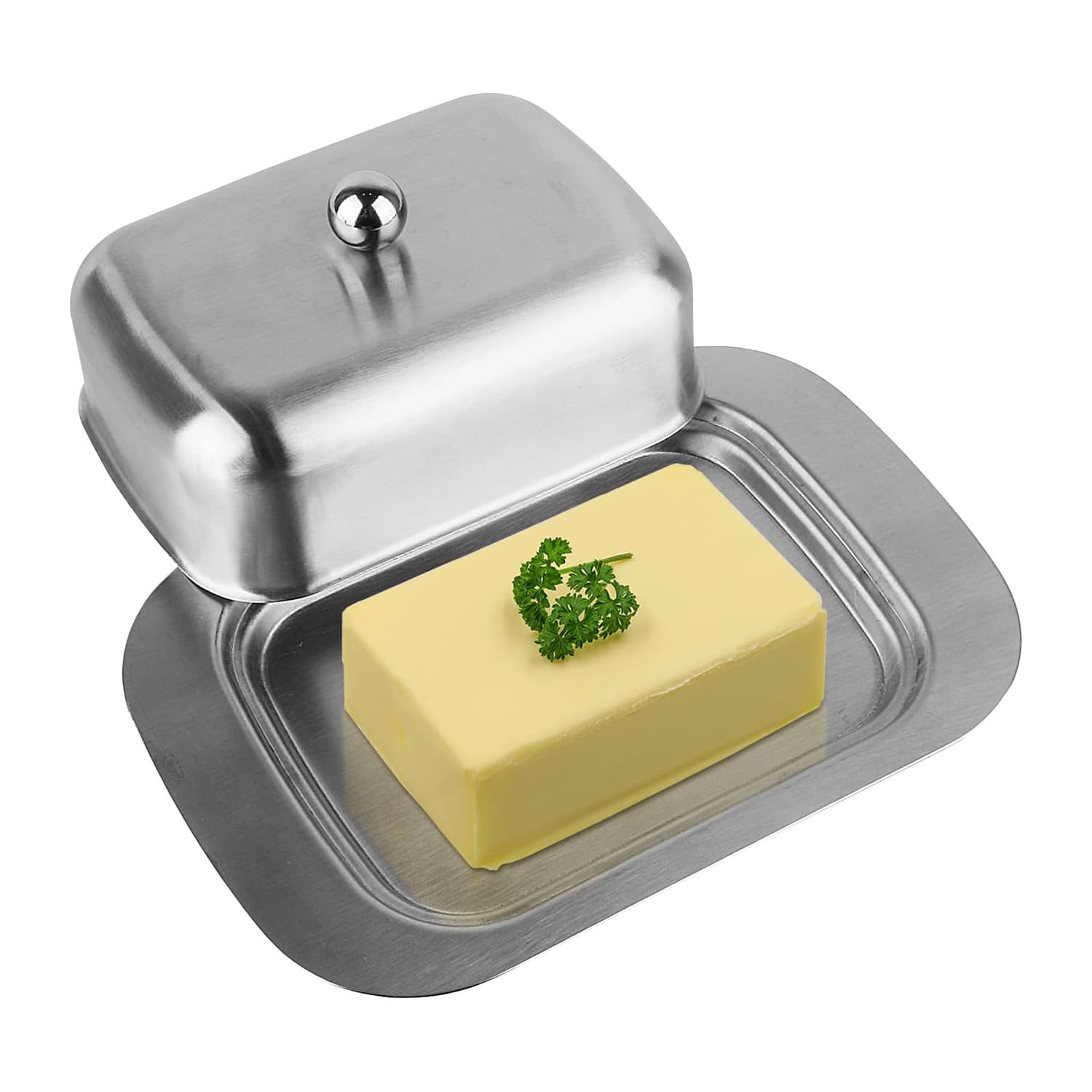 Stainless steel butter box, butter cutting and refrigeration box, cheese storage box with knife and spoon, for cross-border butterdish trade.