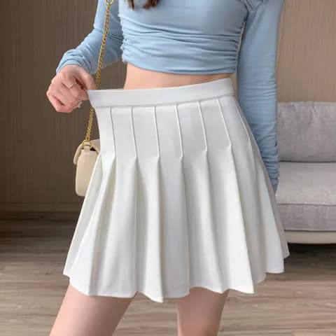 Export Elastic Waist Pleated Skirt JK Half Skirt School Style Women High Waist Short Skirt Daily Slim Hip Cover Skirt