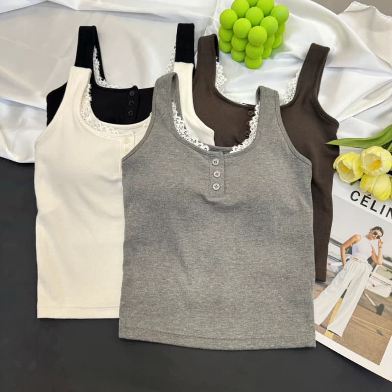 High-Quality Brushed Lace Button Camisole Women's New Thermal Base Layer Top, Wear Inside or Out, Nap Vest