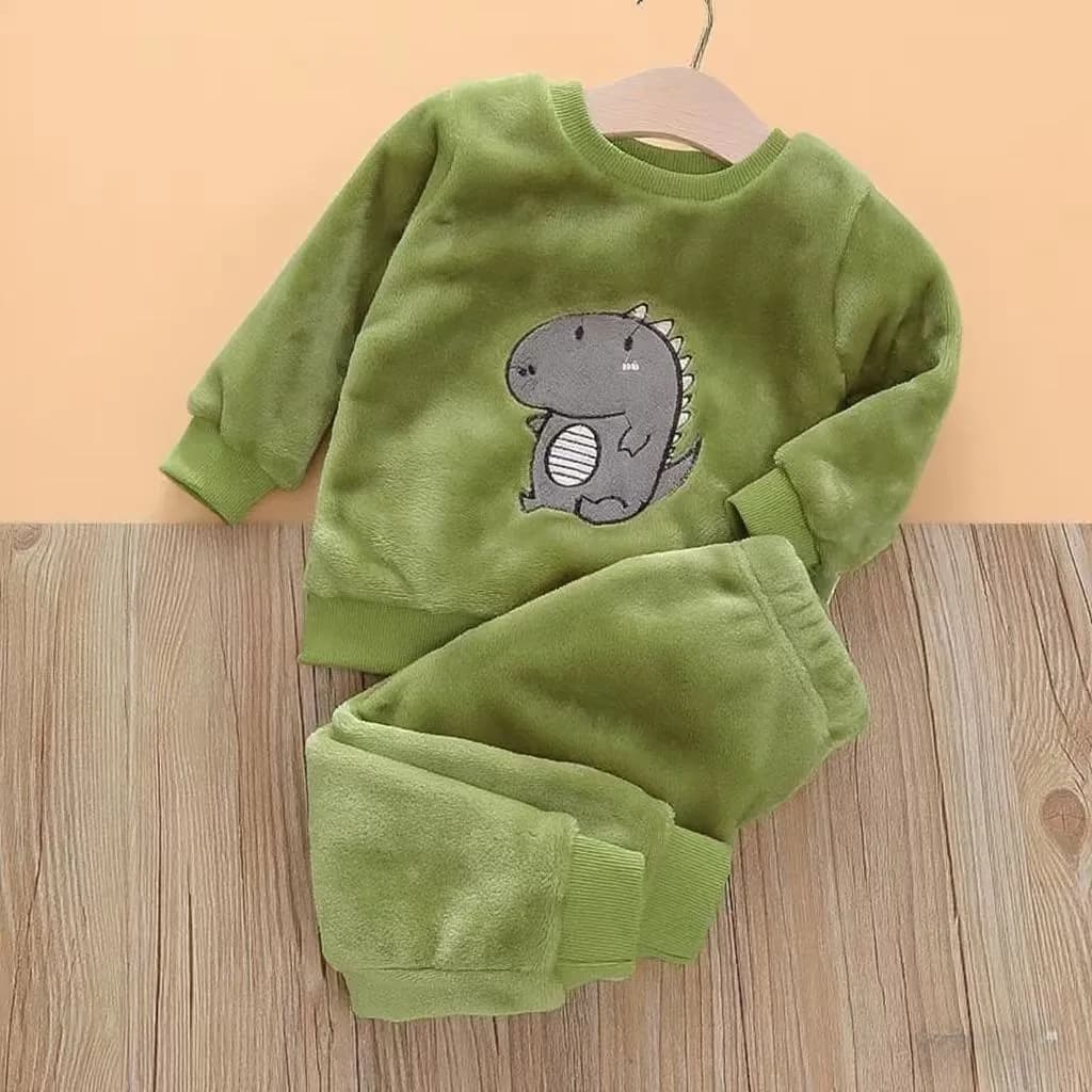 Autumn and Winter Baby Flannel Set, Cute Home Clothes for Boys and Girls, Thickened Loungewear for Children