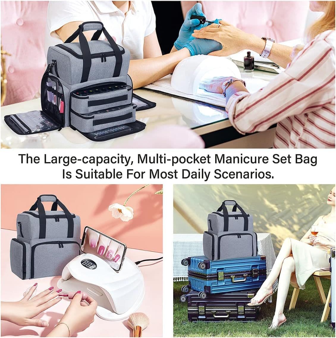 Cross-border Large Capacity Thickened Cosmetic Toiletry Bag Nail Tool Portable Handbag Crossbody Storage Bag