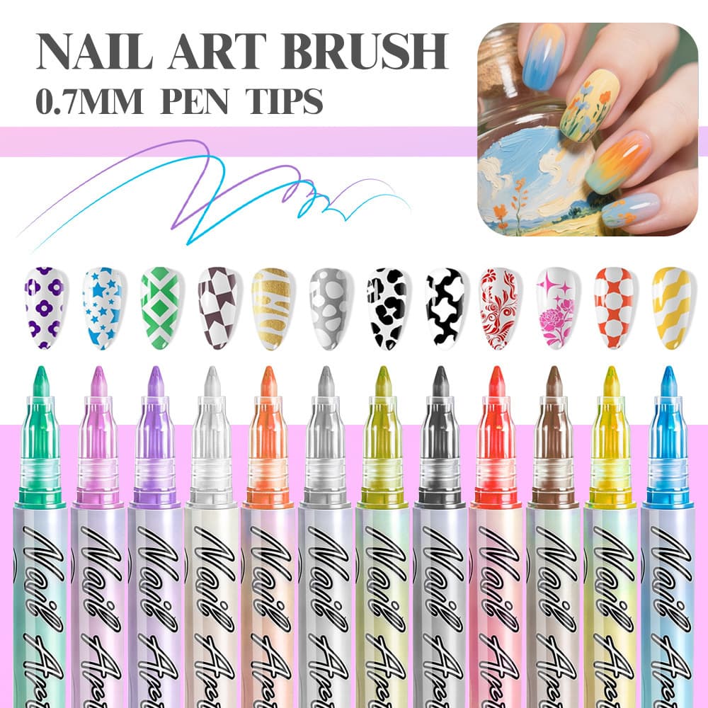 12-color nail art graffiti pen acrylic paint DIY painted pen quick-drying wire nail art pen marker pen factory ready stock