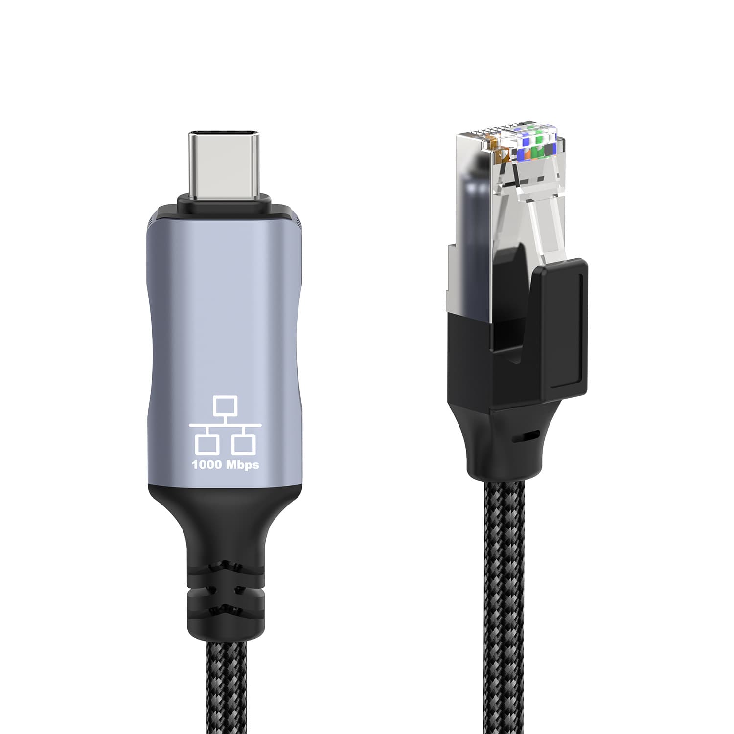 Type-C to RJ45 Gigabit Ethernet adapter cable for direct internet access on phones and laptops
