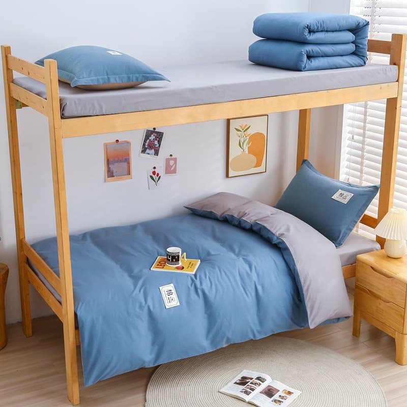 Wholesale 13372 pure cotton plain student three-piece set solid color army green pure cotton dormitory construction site six-piece set