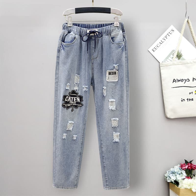 Plus Size Women's Elastic High-Waist Harem Casual Pants, Suitable for Up to 230 lbs, Extra Large and Wide Leg