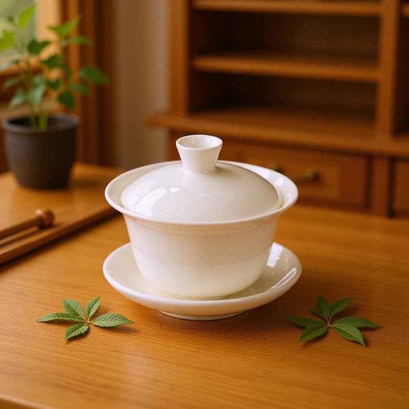 Mutton fat jade porcelain three-piece covered bowl, white porcelain ceramic Kung Fu tea set, single teacup, tea bowl, Dehua ceramics.