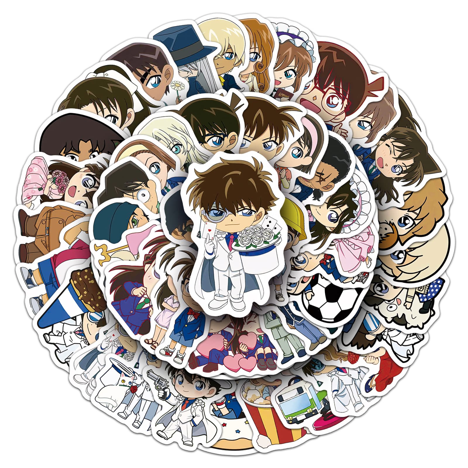 50 Q Version Detective Conan Stickers Popular Anime Merchandise Waterproof Graffiti Scrapbook DIY Car Decoration Stickers