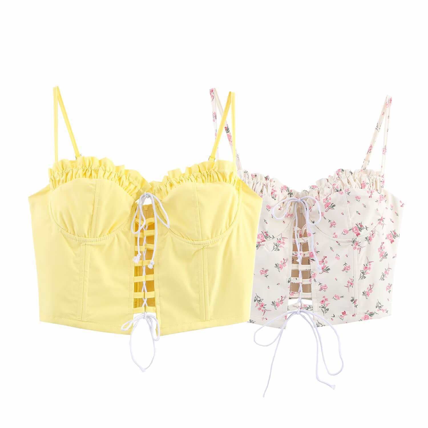 Summer French Retro Vest New Camisole Top Cross-border Crop Top Sexy Tight Fit Cotton