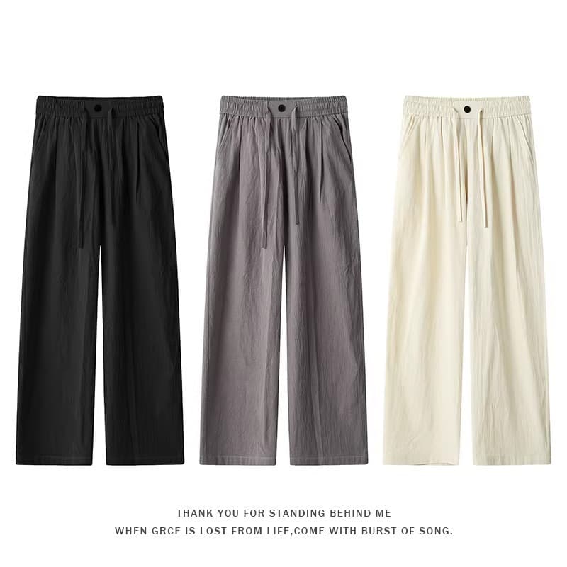 Cotton Linen Straight-Leg Pants Men 2026 Summer New Large Size Loose Casual Long Pants Men Fashion Chinese Style Casual Long Pants Men