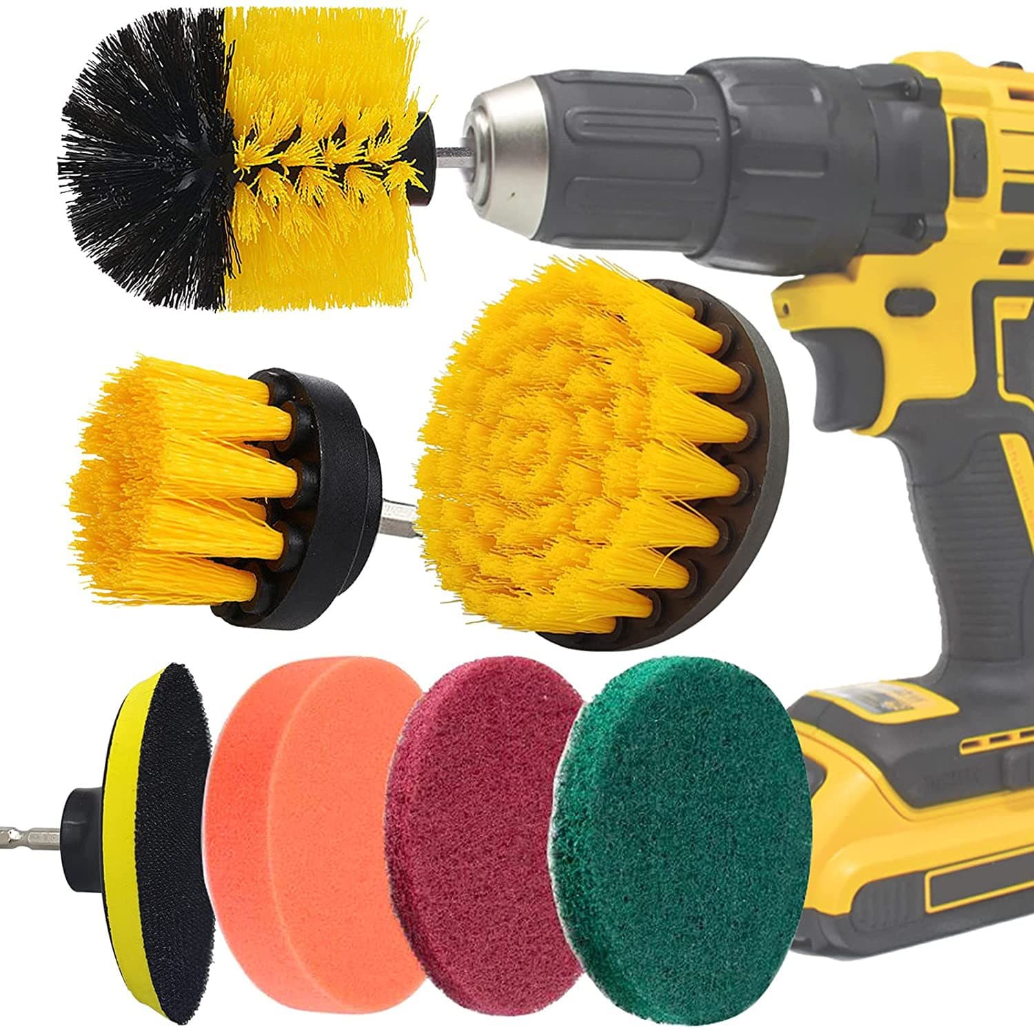 7-Piece Electric Drill Brush Tile Scrubber Cleaning Brush Set for Electric Drill Cleaning Bathroom Tile Grouting Floor