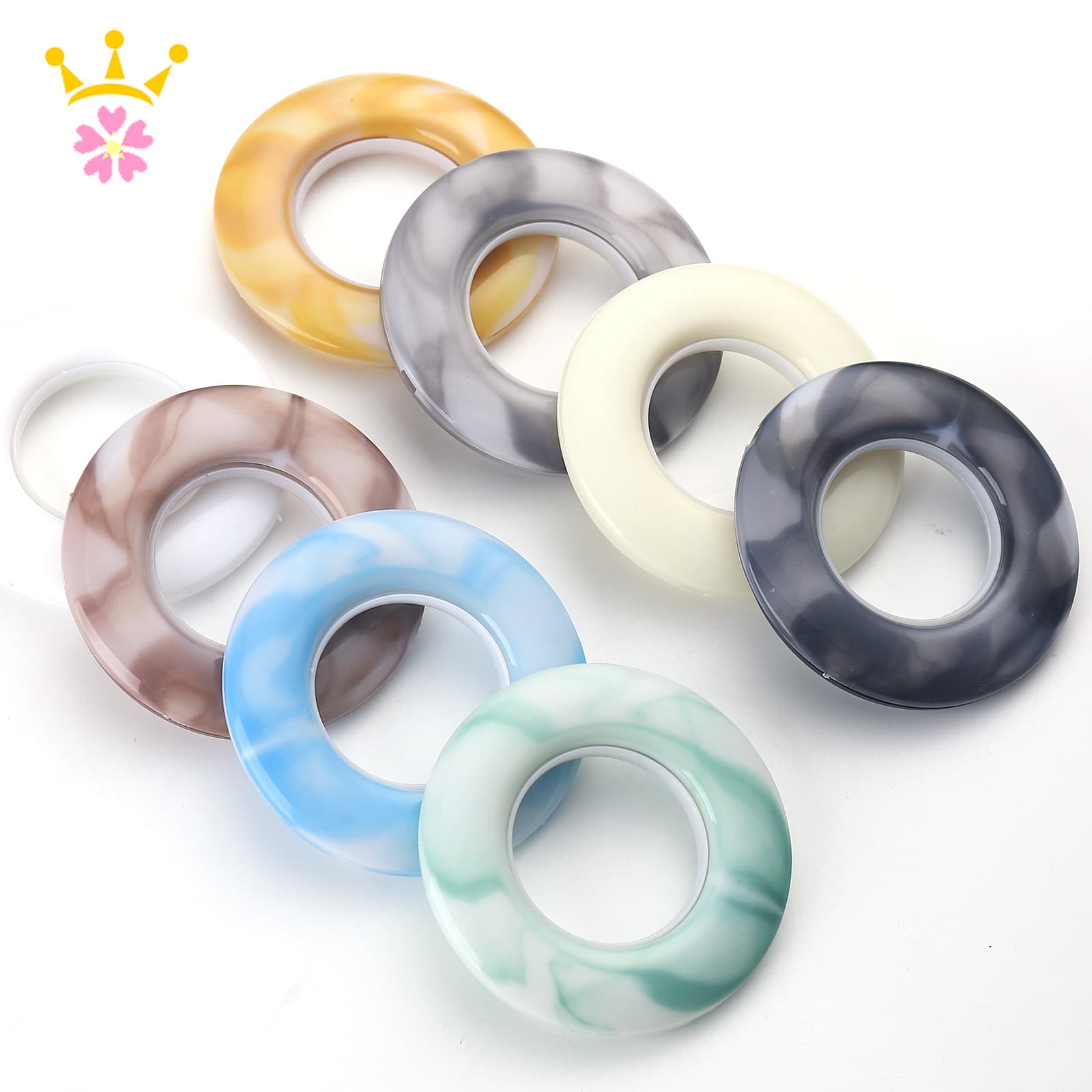 Fabric Snap Thickened Raw Material PP 80mm Two-Tone Plastic Curtain Rings Silent Plastic Punch Rings Export Hot-Selling Style