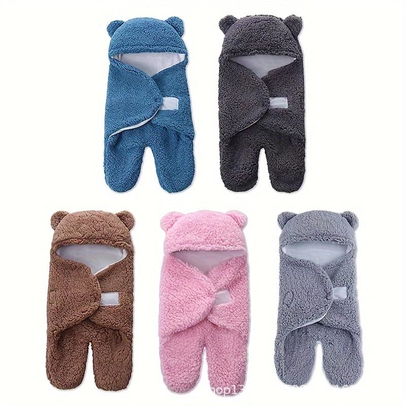 Baby Sleep Bag Fleece Sleep Sack Newborn Swaddle Wrap Leg-Separated Plush Sleep Sack Baby Stroller Sleep Bag