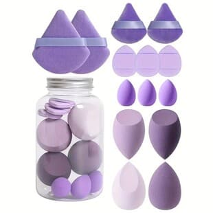 Cross-Border Hot Selling Drift Bottle 14-Piece Puff Set, Makeup Sponge Thumb Cotton Mini Cosmetics