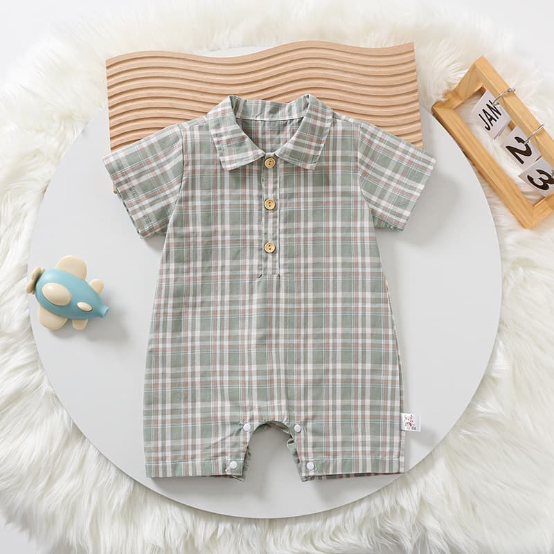 Baby summer clothes new style infant and young children short-sleeved jumpsuit casual harem lapel shirt summer outing clothing