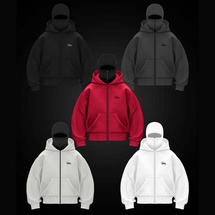 2025 American Trendy Brand Double-Cap Zipper Jacket Hooded Zipper Cardigan Sweatshirt Couple Style Windproof High Street Trend