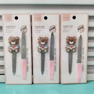 Cartoon Double-Sided Nail File, Cute Bear Nail Buffer Set, Wholesale for Home Nail Salons, Two-Dollar Stores, and Accessory Shops